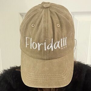Florida!!! Embroidered Hat Tan Adjustable